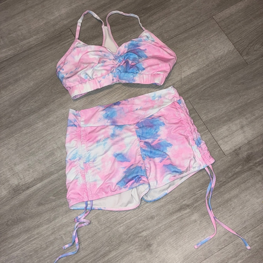 Pink and Blue Tie-Dye Bikini Set